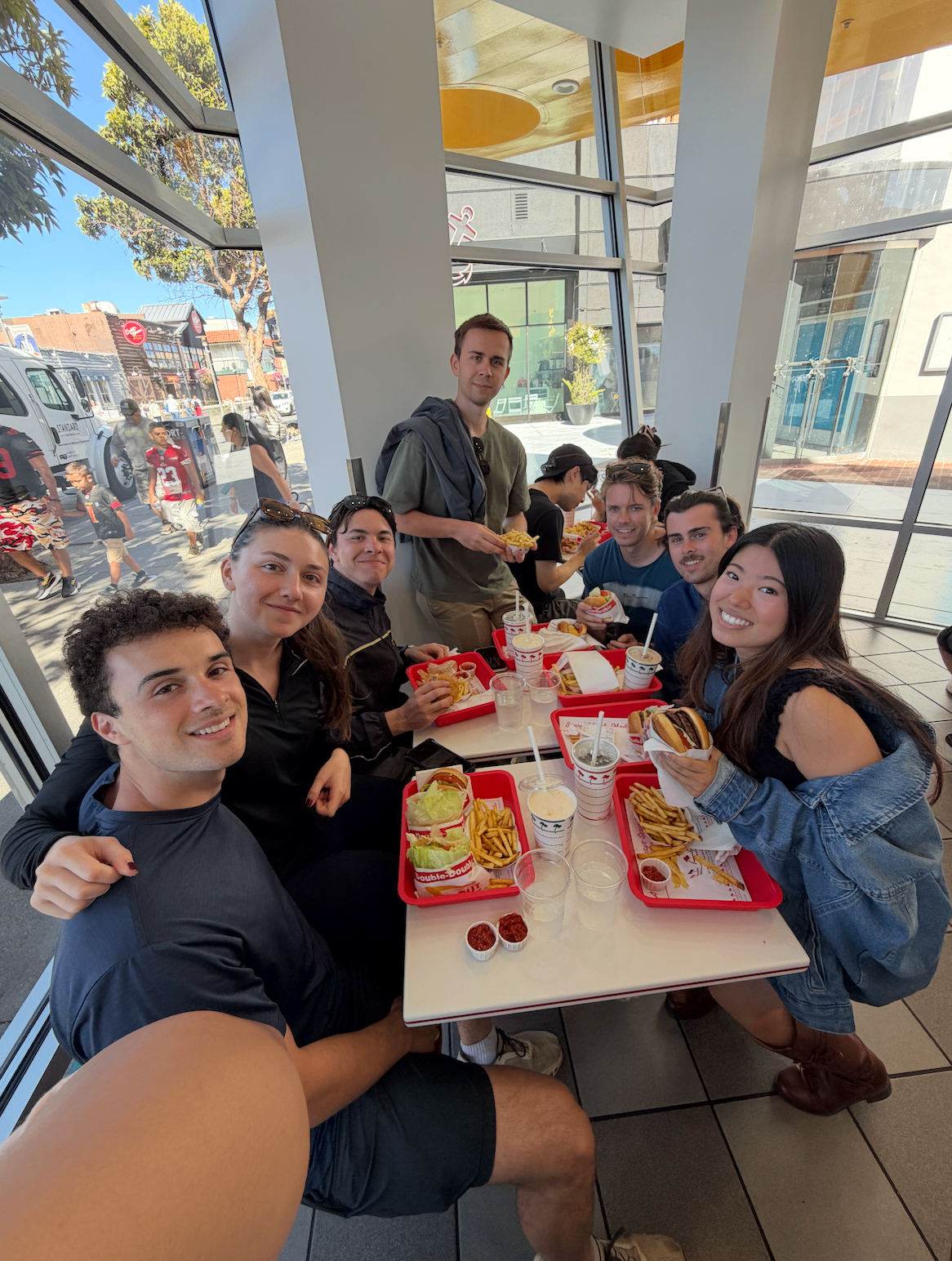 Friends around a table at In-N-Out
