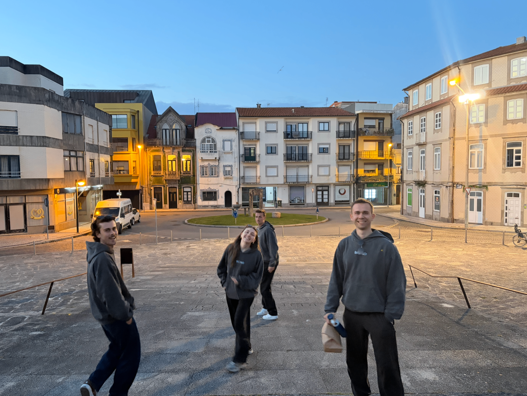 Evening in a European town square